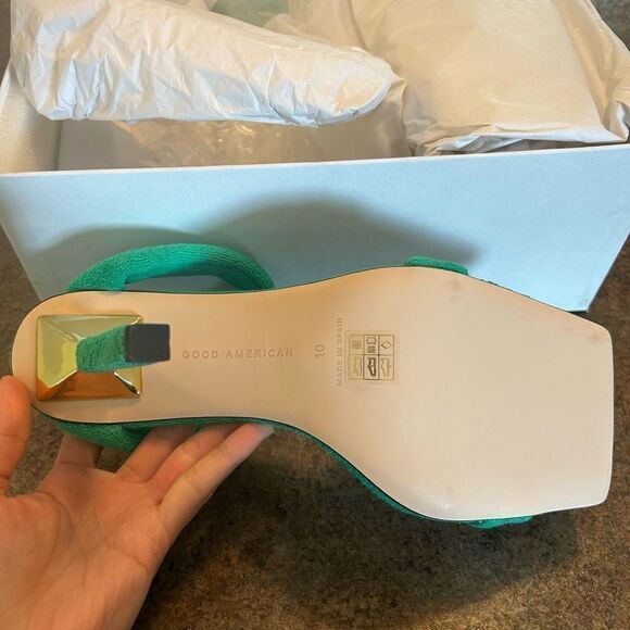 NWT Size 10 Good American Green Terry Cloth Heels - Picture 6 of 12
